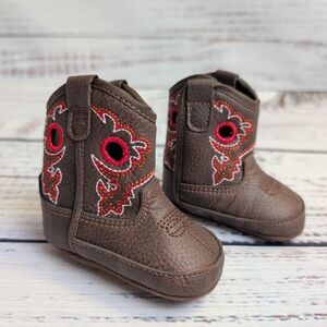 Ariat Infant Lil Stompers Roughstock Brown Western Boots Rubber Bottom 0-6 Month